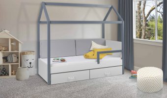 OFELIA II łóżko 1 osobowe z barierką – domek