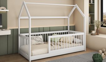 GRETA łóżko 1 osobowe z barierką – domek