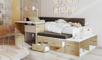 AMIRA łóżko 1 osobowe z biurkiem