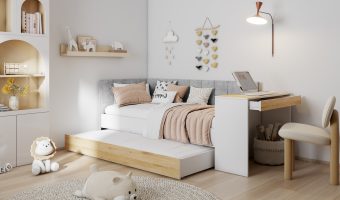 FREYA łóżko 2 osobowe z biurkiem